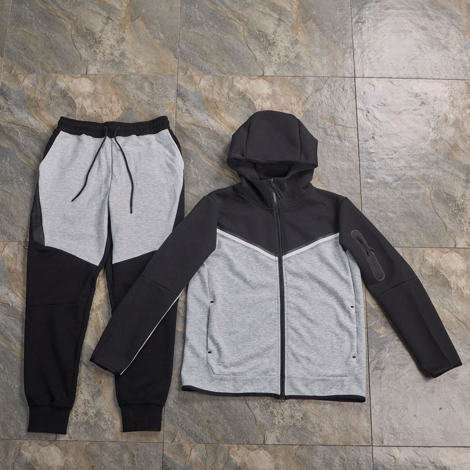 Traje deportivo transfronterizo ropa de primavera y otoño para hombres nuevo estilo cárdigan casual con capucha de punto ropa deportiva para hombres suéter pantalones