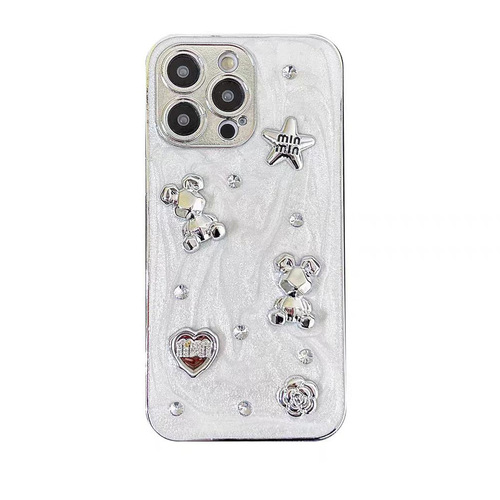 Hollywood Glam Metal Plated Rabbit Flower Heart Accessory Phone Case Hole Shoes Material Wholesale pj1114
