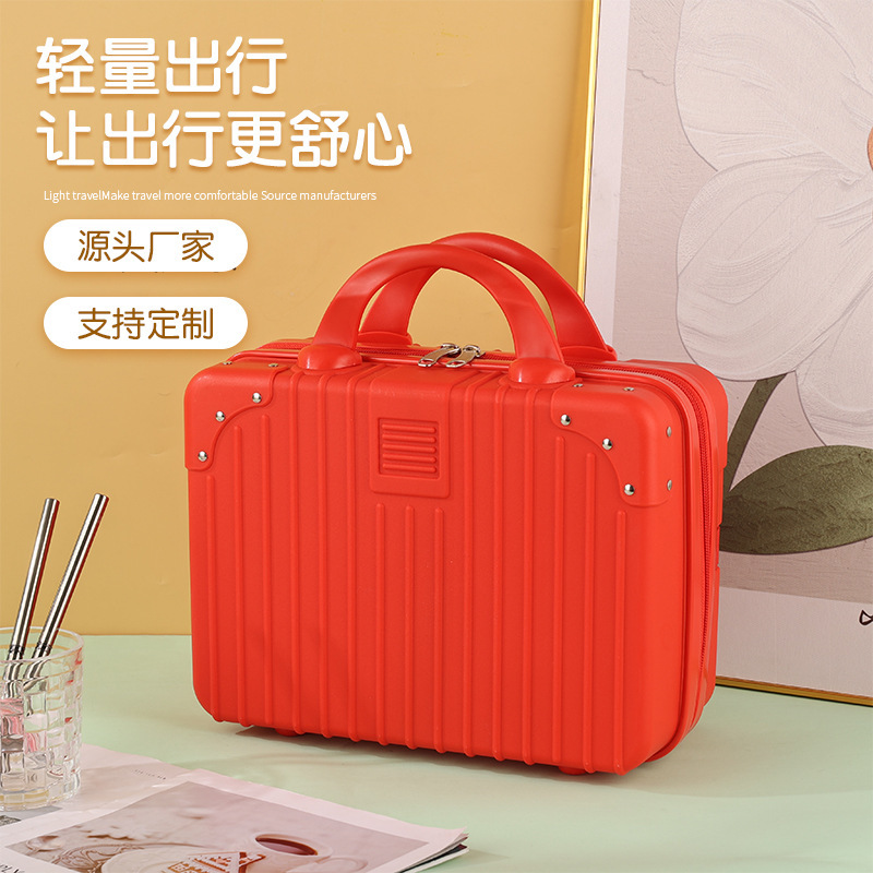 Red Portable Luggage Mini 13inch Cosmetic Case Cartoon Bear Storage Box Small Lightweight Travel