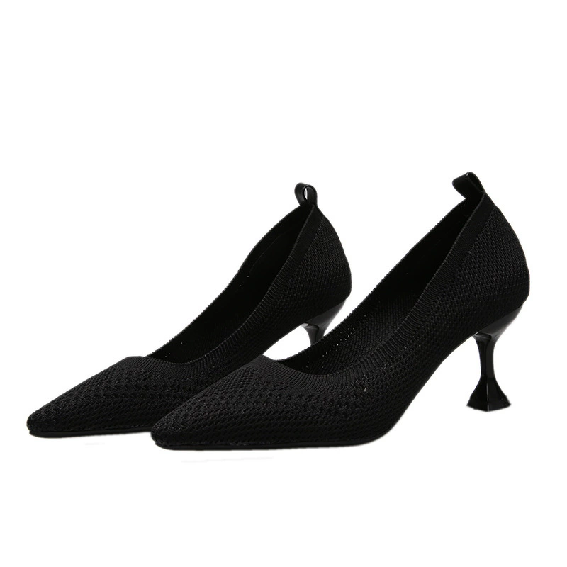 Demi-season breathable high-heeled shoes low-cut, 2022 collection, Korean style, internet celebrity