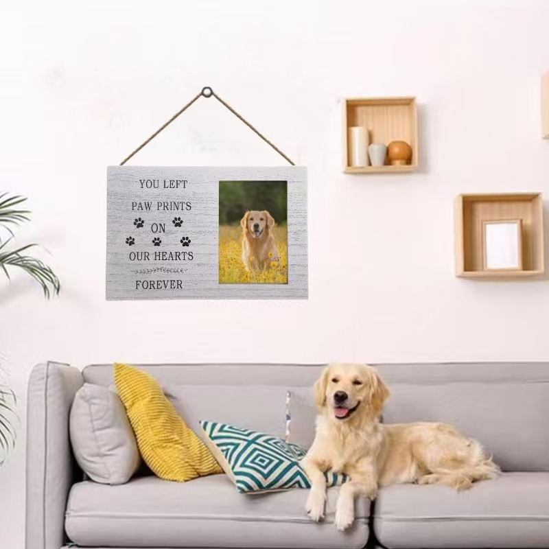 Venta caliente transfronteriza marco de fotos de madera colgante marco de fotos de mascotas de madera decoración perro conmemorativo