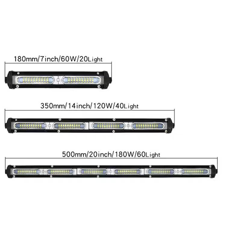 Car Led Strip Work Light Small Single Row 60W 20W 80W Spotlight Off-Road Vehicle Roof Light Auto Repair Work Light