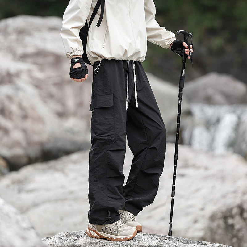 户外冲锋裤男女秋季伞兵裤山系机能防水宽松登山运动裤登山休闲裤|undefined