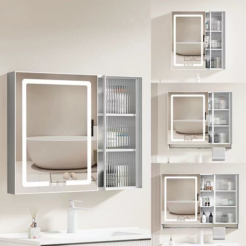 Aluminum Alloy Bathroom Smart Mirror Cabinet, Wall-Mounted Integrated Bathroom Mirror Box with Lighting and Storage Shelf Aluminum Alloy Bathroom Smart Mirror Cabinet, Wall-Mounted Integrated Bathroom Mirror Box with Lighting and Storage Shelf