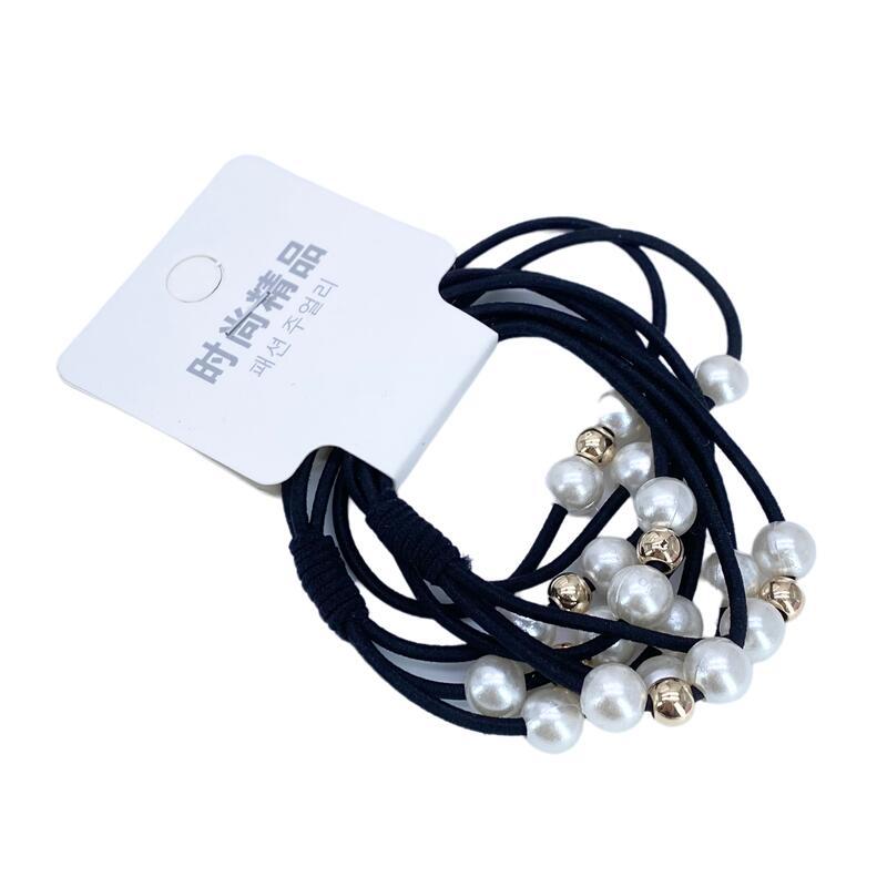 Estilo coreano tres-en-uno perla anudada banda de pelo alta elástica hecha a mano anudada banda de pelo 2 yuanes tienda