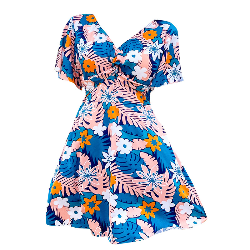 Traje de baño de las mujeres de una sola pieza de moda más tamaño traje de baño nueva falda conservadora estilo de mamá empuja hacia arriba la cubierta del vientre adelgazamiento traje de baño de aguas termales