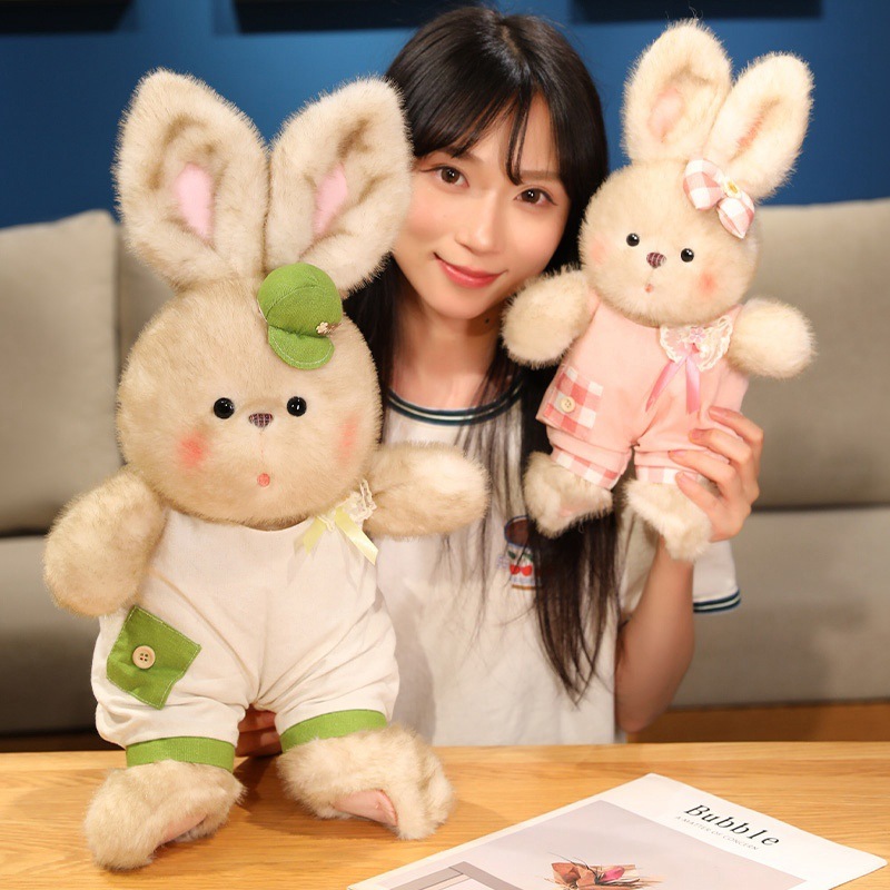 新しい本物のかわいいウサギの人形スポーツグレーウサギぬいぐるみ誕生日プレゼント子供のなだめる人形|undefined