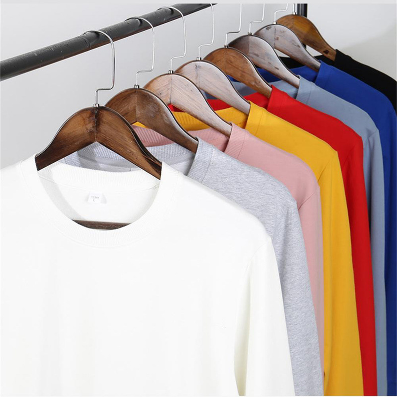 Spring and Autumn Loose-Fitting Round-Neck Drop-Shoulder Cotton Sweatshirt, Unisex, Versatile, Customizable Logo, Long and Mid-Length Styles, Pullover