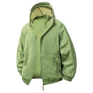 Cross-Border Sun Protection Clothing Men's Summer Lightweight Breathable Ice Silk Hooded Jacket Outdoor Fishing and Cycling Sun Protection Clothing
