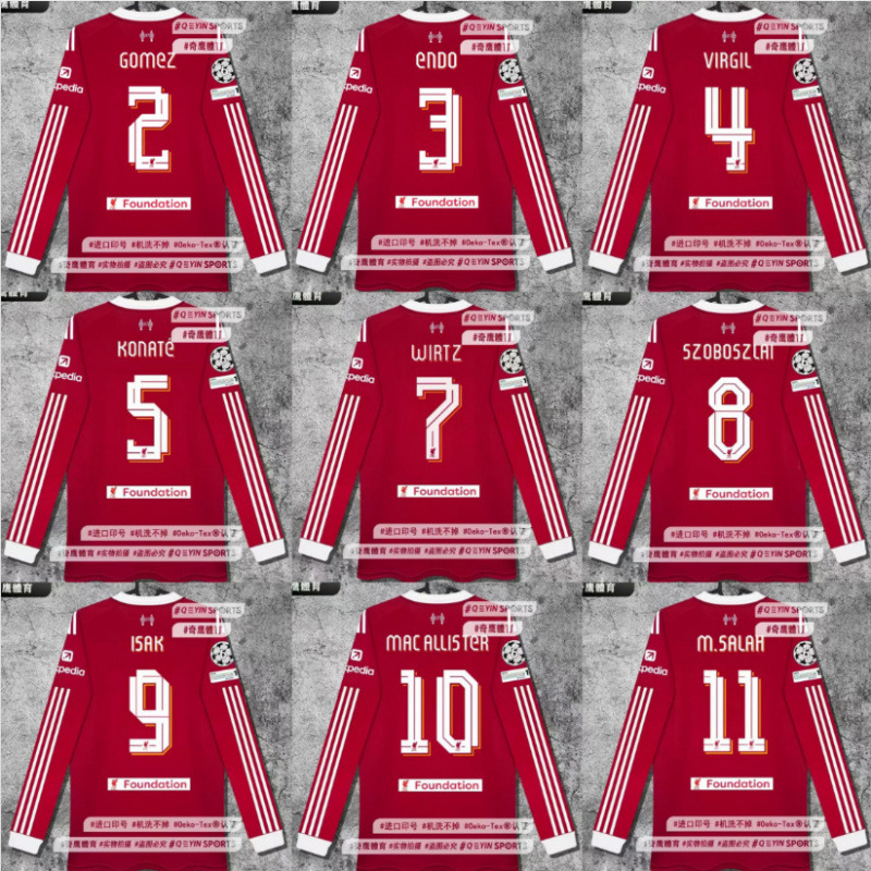 2025-2026 season home and away jerseys Wirtz, Salah, Isak, Sobonellos long-sleeved football jerseys
