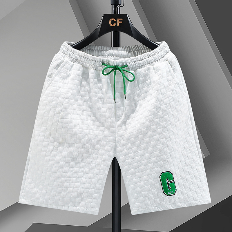 Short d'été pour couple, grand short tendance, pantalon de plage en soie glacée pour hommes, capris tricoté respirant, nouvelle collection 2023_voghion.com