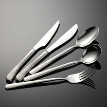 埃恩304不锈钢优雅裂纹西餐刀叉勺子420牛排刀叉创意石纹厚重餐具