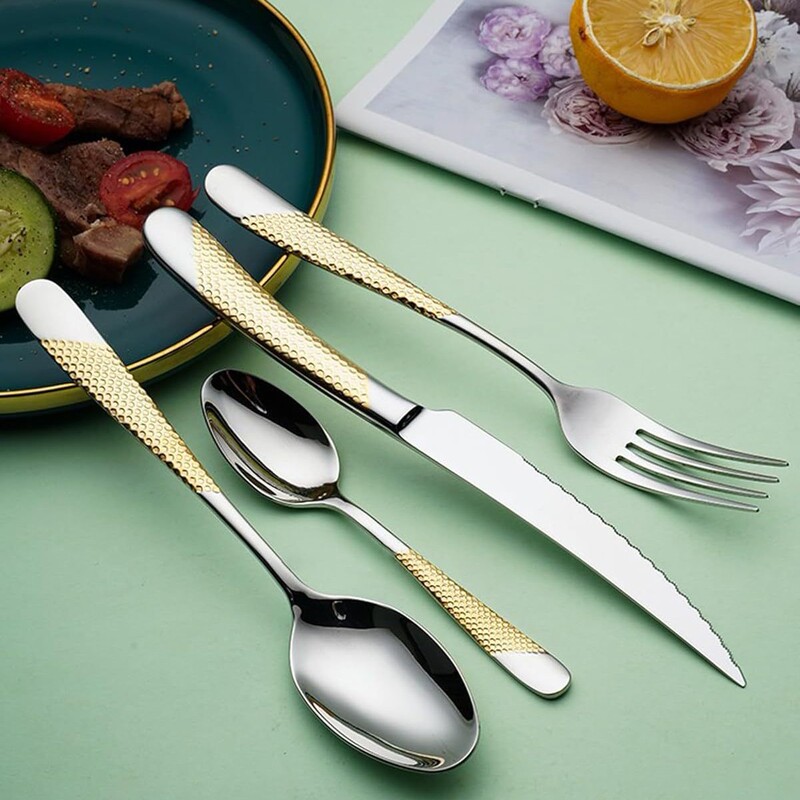 Star Diamond Ins High-End Knife and Fork Set 304 Stainless Steel Household Hotel Knife, Fork, and Spoon 20-Piece Western Tableware Set for Home Star Diamond Ins High-End Knife and Fork Set 304 Stainless Steel Household Hotel Knife, Fork, and Spoon 20-Piece Western Tableware Set for Home