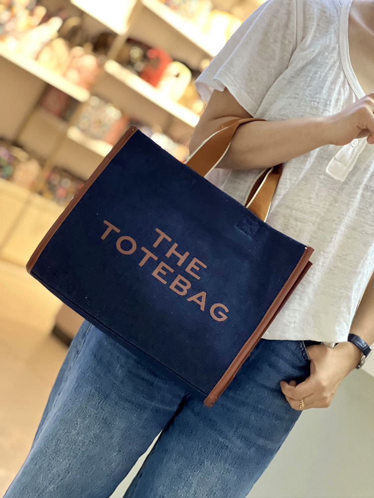 新品 デニムトートバッグ 大容量 通勤パソコンバッグ アルファベットプリント 4色選べ  詳細画像