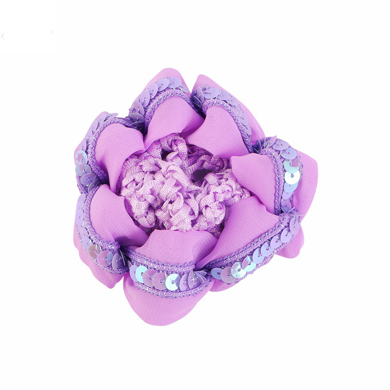 Ladies profesional lentejuelas flores hechas a mano red de cabello bailarina de ballet cabeza de pelo bolas de cabeza cabeza de red niños tocado