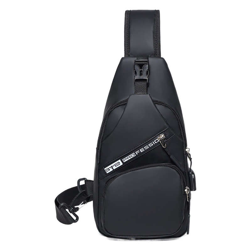 2024 new trendy chest bag cross-border Men's simple shoulder bag USB shoulder bag business casual waterproof chest bag