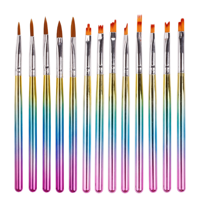 Transfronterizo suministro directo de lápiz floral de manicuras 8 lápiz dentado pétalos de pintura de lápiz de cristal de manicuras galvanizado con gradiente