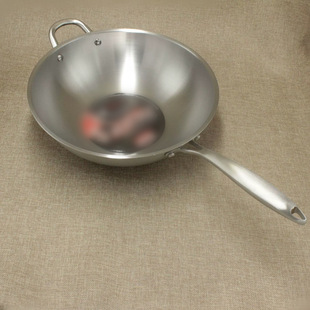 Mutual benefit wok uncoated pot Real stainless steel pot pot wholesale composite steel pot thickened pot body induction cooker Universal