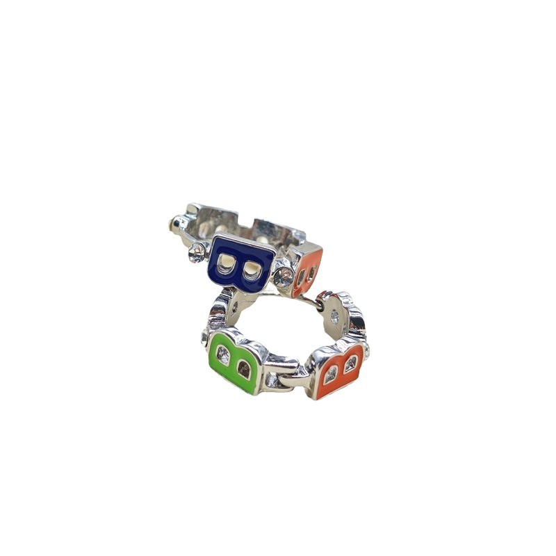 Color goteo de aceite diamantes de imitación letras B hebillas de oreja personalidad de moda todo fósforo nicho nuevo estilo dulce y fresco pendientes pendientes mujeres