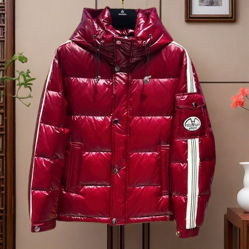 유럽 역 겨울 남자 다운 재킷 후드 90 화이트 덕 다운 패션 브랜드 슬림 핏 따뜻한 재킷 유행 잘 생긴 레드