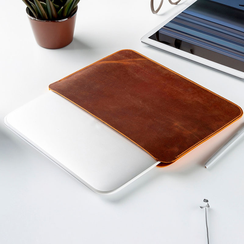 Simple and Lightweight Tablet Storage Leather Case Laptop Sleeve Retro Leather Touchpad Protective Cover