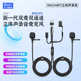 猎狼人新一代双麦双通道立体声录音麦克风适用吃播采访表演录音频