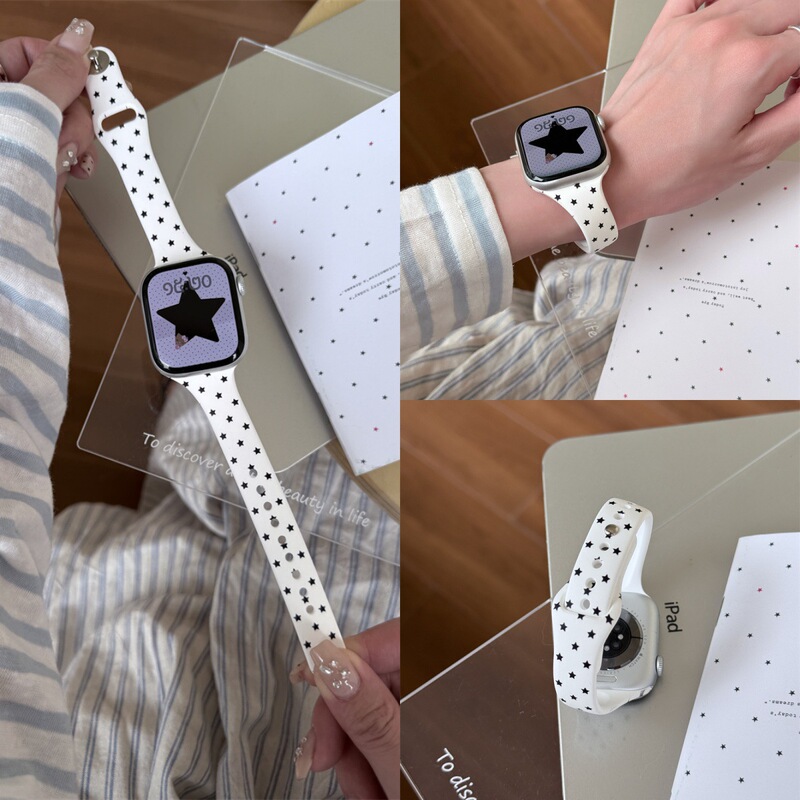 Beveled Star-Shaped Slim Waist Watch Strap Suitable for Apple S10 Watch S11 Iwatch9 Silicone Applewatch8Se Beveled Star-Shaped Slim Waist Watch Strap Suitable for Apple S10 Watch S11 Iwatch9 Silicone Applewatch8Se