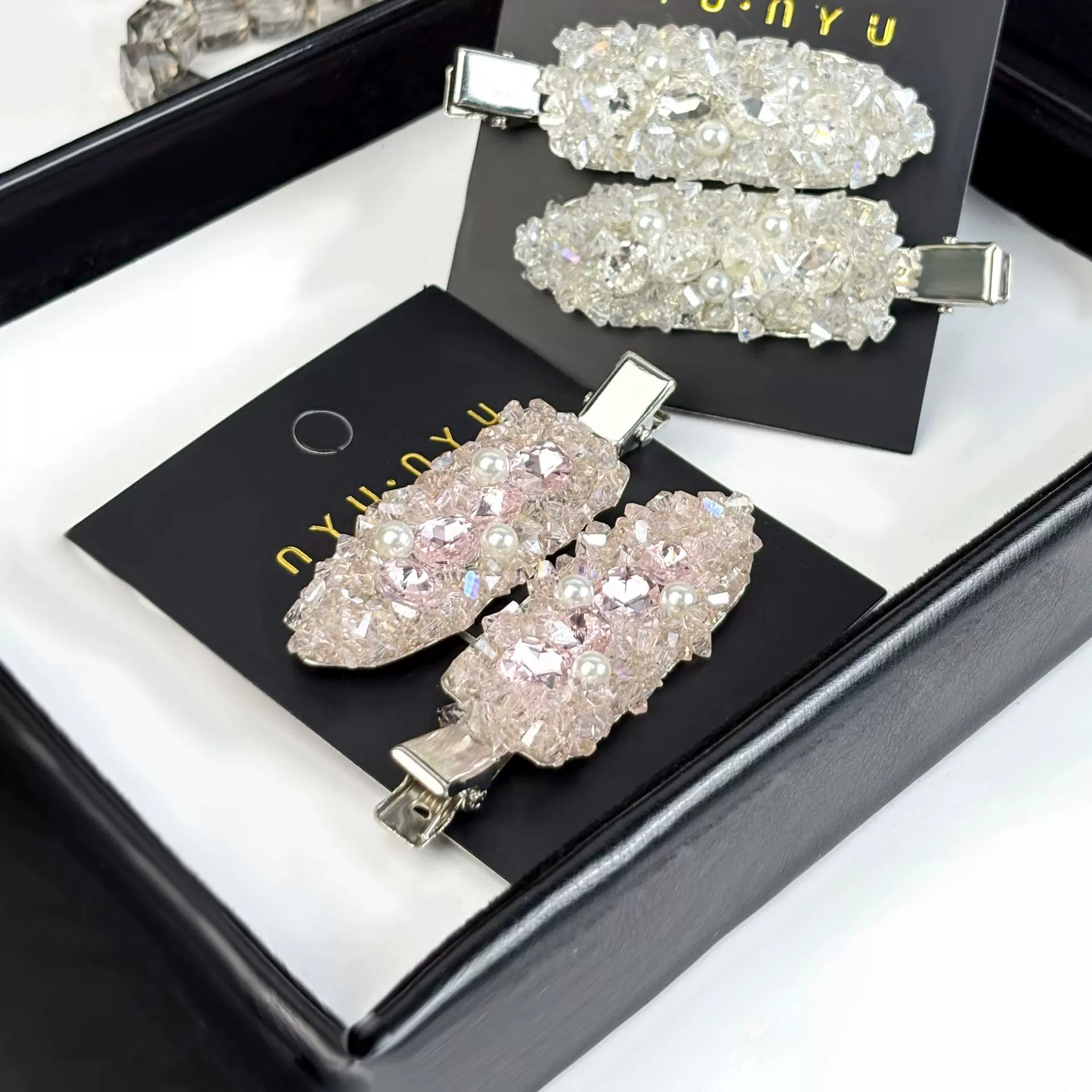 新款重工小众镶钻碎冰冰水晶精致夹子无痕刘海夹高级感边夹碎发夹