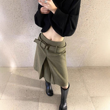 时尚复古优雅减龄中长裙女冬季新款洋气百搭高腰显瘦休闲半身裙