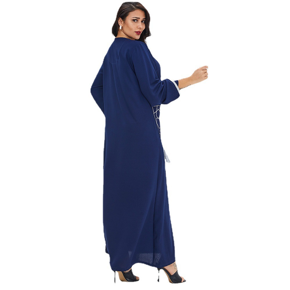 Cross-border Plus-size Women's Abaya Dresses, Middle Eastern Dubai Robes, Home Sleepwear Long Dresses_ecoleips.com