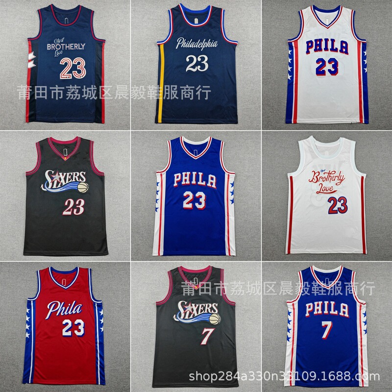 76ers Team No. 23 LeBron James City Edition Embroidered Jersey, Export Supply, James Retro Basketball Jersey 76ers Team No. 23 LeBron James City Edition Embroidered Jersey, Export Supply, James Retro Basketball Jersey