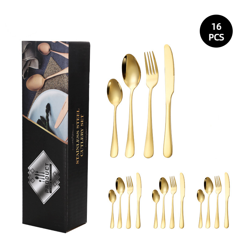 Juego de vajilla de acero inoxidable de Amazon transfronterizo 1010 Cuchillos, tenedores y cucharas de comida occidental Juego de 24 piezas Cuchillos y cucharas de bistec