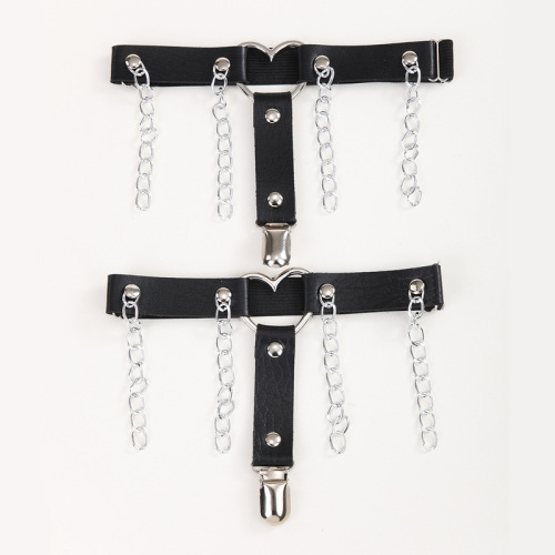 Cross-border women's sexy PU body decoration stocking clip body garter belt jk girl style decoration sexy leg ring belt