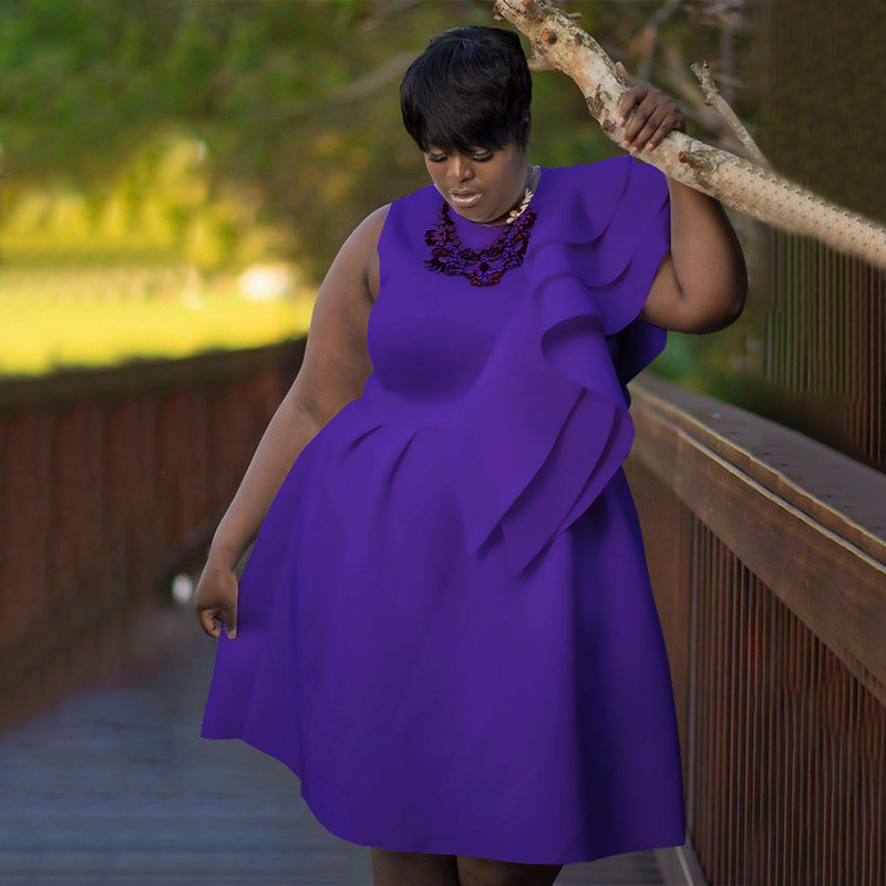 Women's Clothing Plus Size Clothes Sexy Round Neck A-Line Dress African Style Evening Gown Thin Summer Beach Casual_ecoleips.com