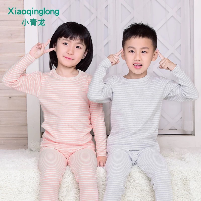 小青龙儿童彩棉舒绒内衣套装男女童秋衣秋裤加厚保暖中大童7101