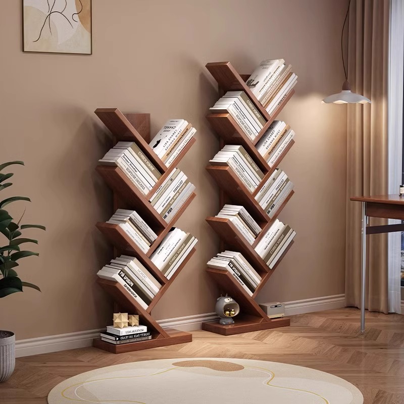 All Solid Wood Bookshelf Floor-Standing Storage Rack Home Living Room Storage Bookcase Simple Children's Small Cabinet Desktop Small Shelf
