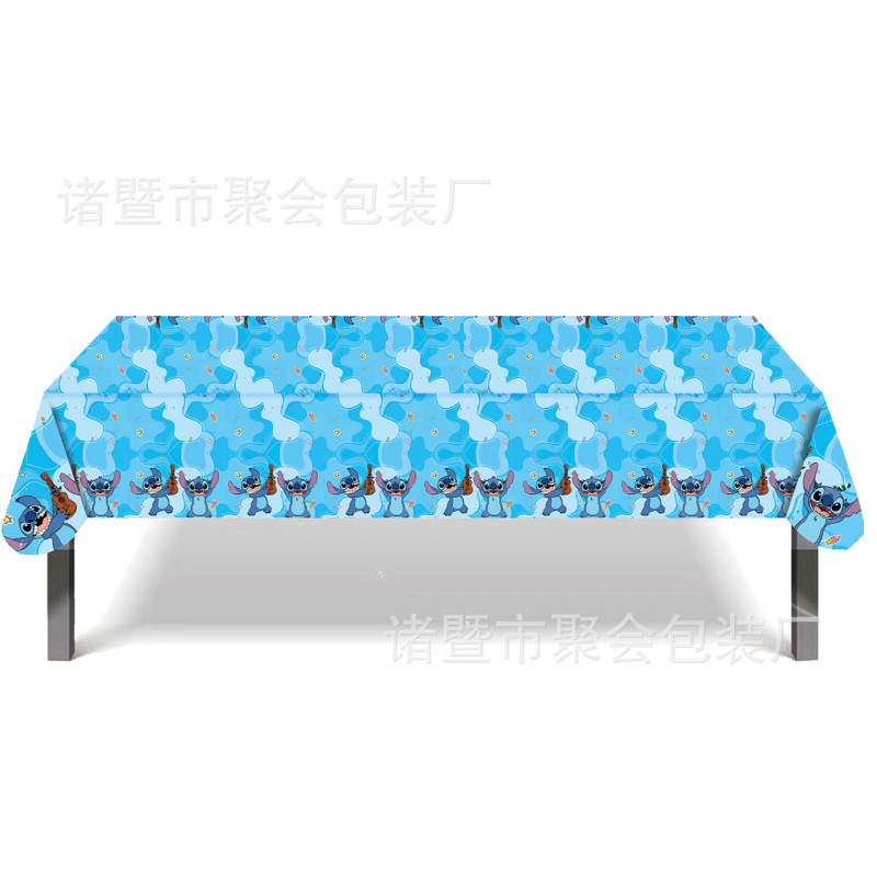 现货史迪奇派对用品万圣节史迪仔一次性桌布pe黄色生日布置装饰品|undefined