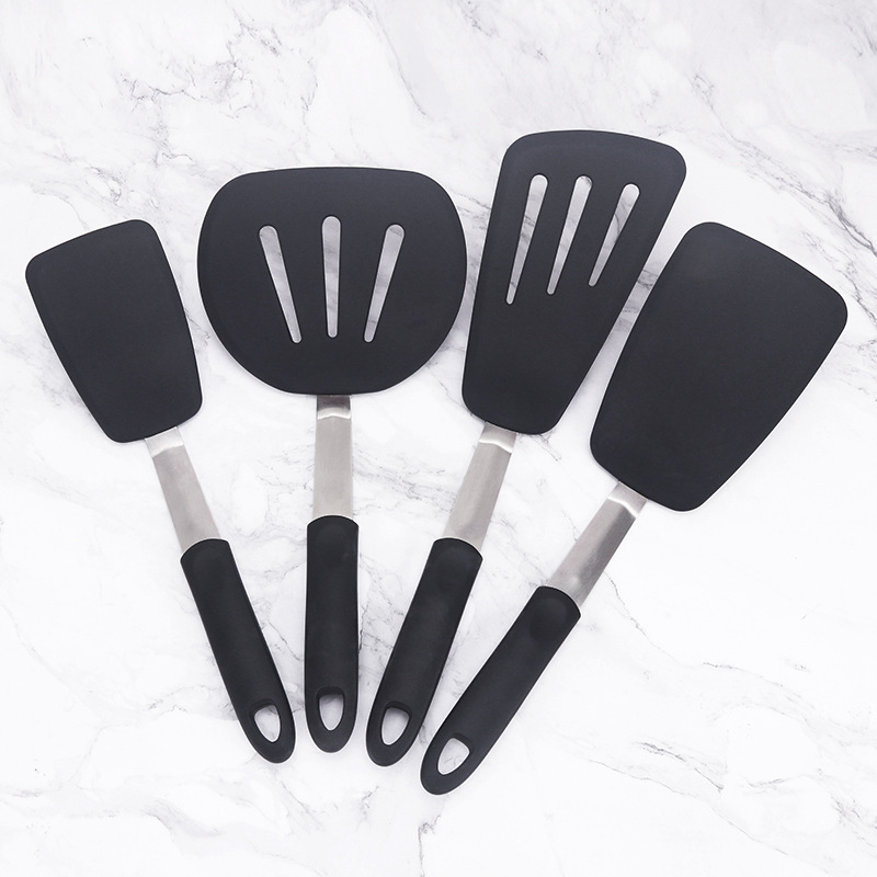 Kitchen supplies shovel frying spatula heat insulation silicone kitchen utensils steak frying spatula home cooking spatula silicone pot spatula leaking spatula