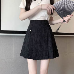 中国風改良漢服ジャカードプリーツ馬面ハイウエスト 2024 新しいスカート女性の夏のショートスカート