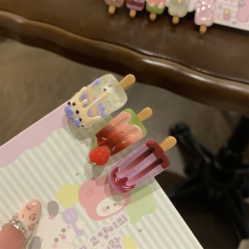 かわいいミニアイスクリームヘアピンクリエイティブ面白いアイスクリームヘアクリップ漫画インスタイル高価値卸売|undefined