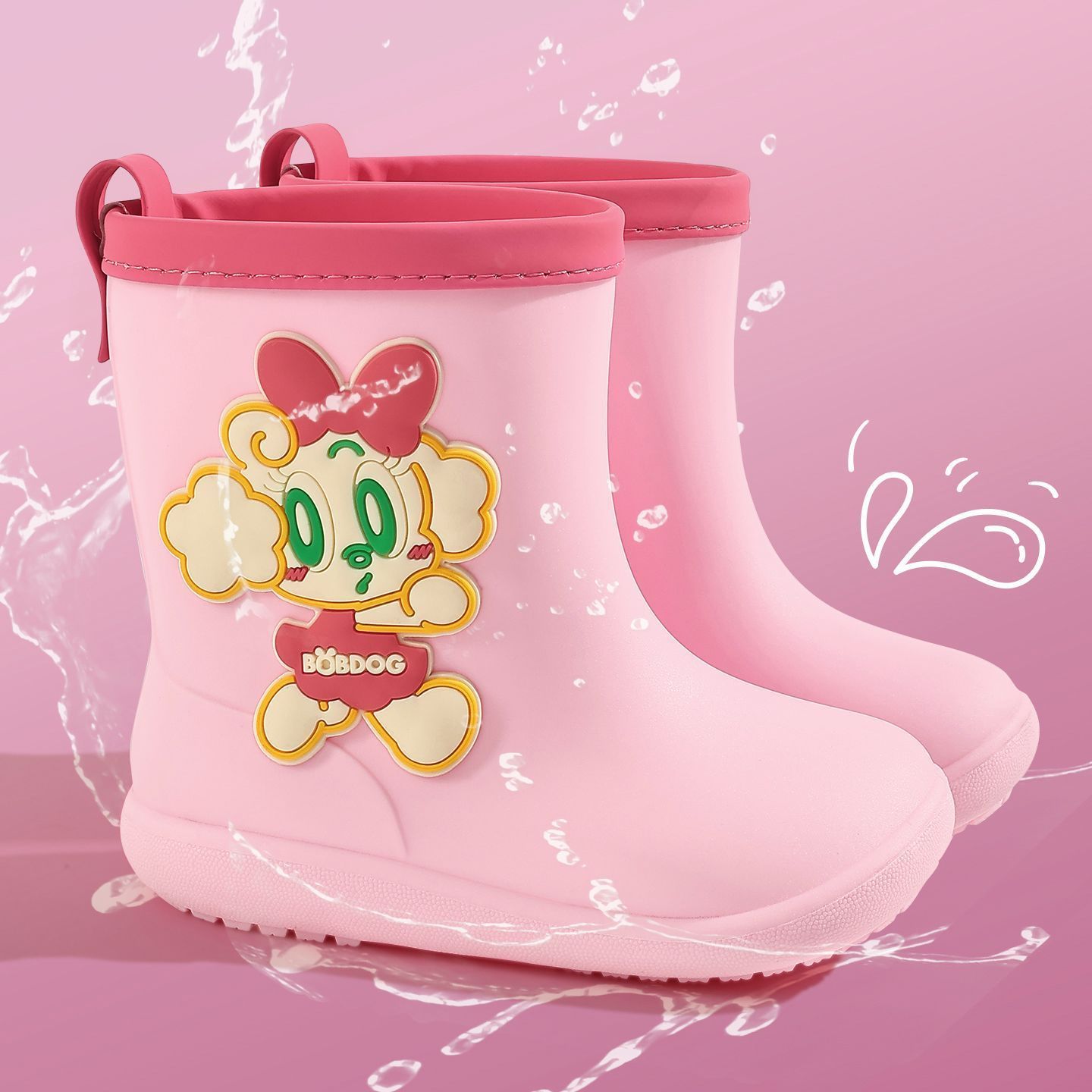 Babudou Kidsren's Rain Boots Waterproof and Non-Slip Boys' Water Shoes Rain Boots for Primary School Students in Rainy Days Girls' Rubber Shoes