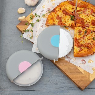 Cross-Border Stainless Steel Pizza Cutter with Guard, Pizza Single Wheel Hob, Round Stainless Steel Pizza Cutter Wheel Knife