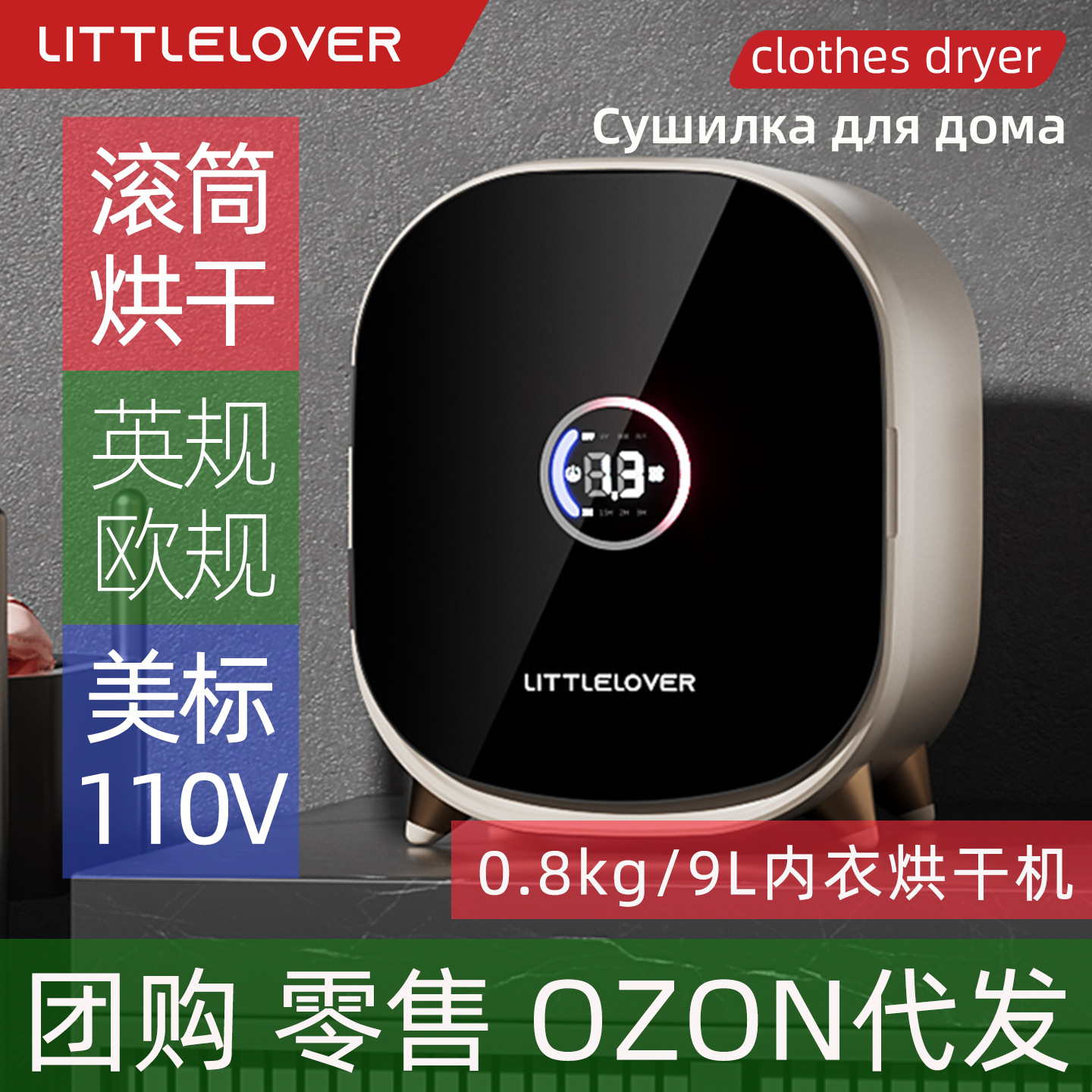 0.8kg British/European Standard 110V Smart Mini Baby Clothes Underwear Home Small Tumble Dryer for Drying Clothes