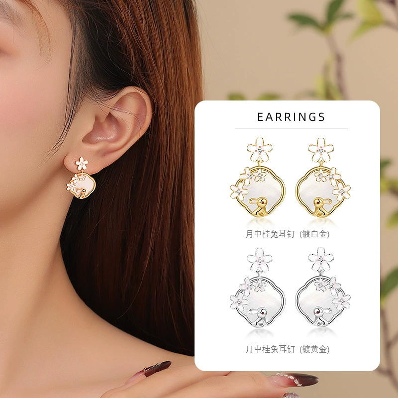 Серьги из нефрита, элегантный чонсам, серебро 925 пробы, китайский стиль, цветочный