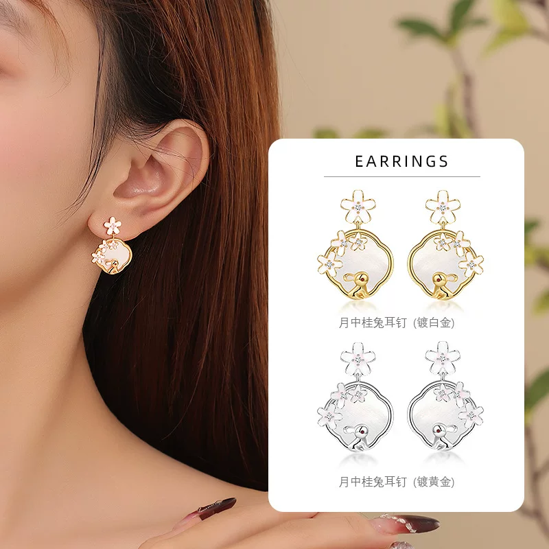 Серьги из нефрита, элегантный чонсам, серебро 925 пробы, китайский стиль, цветочный