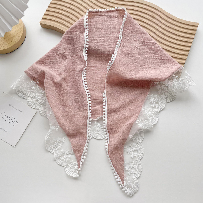 Bufandas de seda de primavera y verano de moda de encaje de algodón y lino, bufandas de cuello, bufandas delgadas