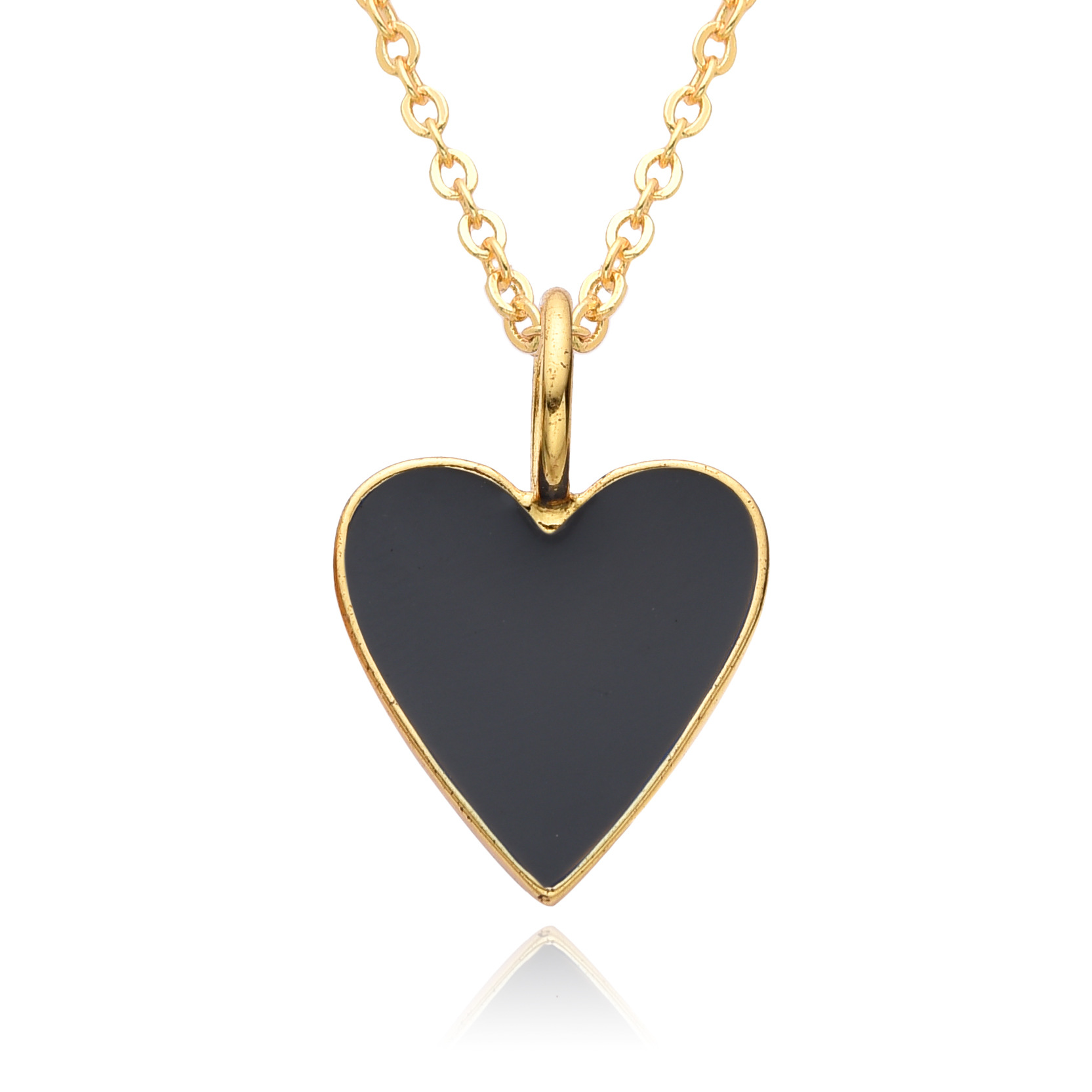 10g Weight Pendant Necklace Classification cable chain Chain Type 1 Piece Quantity Daily, Date Occasion Copper Material Heart Shape Pattern Women's Gender Enamel, Plating Design IG Style, Simple Style Style Copper IG Style Simple Style Heart Shape Enamel Plating Pendant Necklace 2