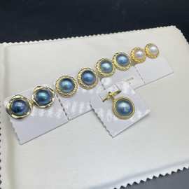 14-15mm天然海水珍珠马贝耳环近圆基本无瑕简约复古星空海水批发