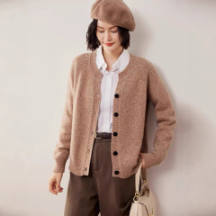 冬季新款加厚小禾同款羊毛羊绒拉毛开衫女圆领加厚针织羊毛衫外套