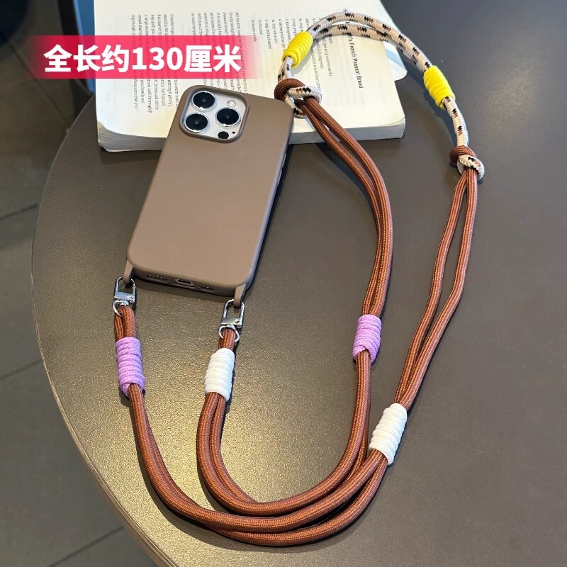 Personalized Contrast Braided Lanyard for Apple 15promax Universal Mobile Phone Lanyard Wristband Portable 11 Solid Color